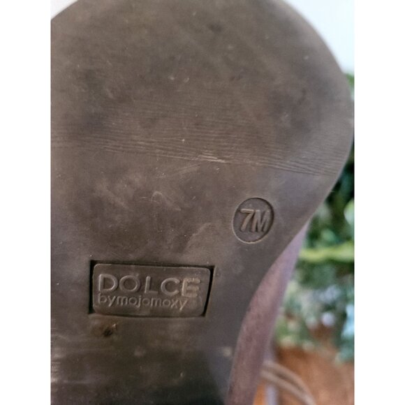 Dolce Brown Lace Up Granny Boot Side Zip 7 3.25 in Heel Boho Western Cottage - Picture 7 of 7